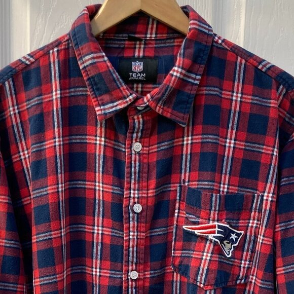New England Patriots Great Design Logos Rough & Tough Flannel Shirt Size Large - Picture 2 of 9